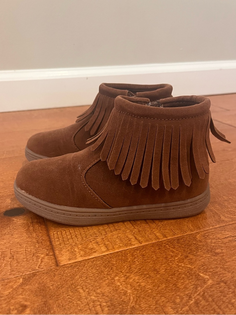 Girls Carters Brown Fringe Hena Moccasin Ankle Boots - 11